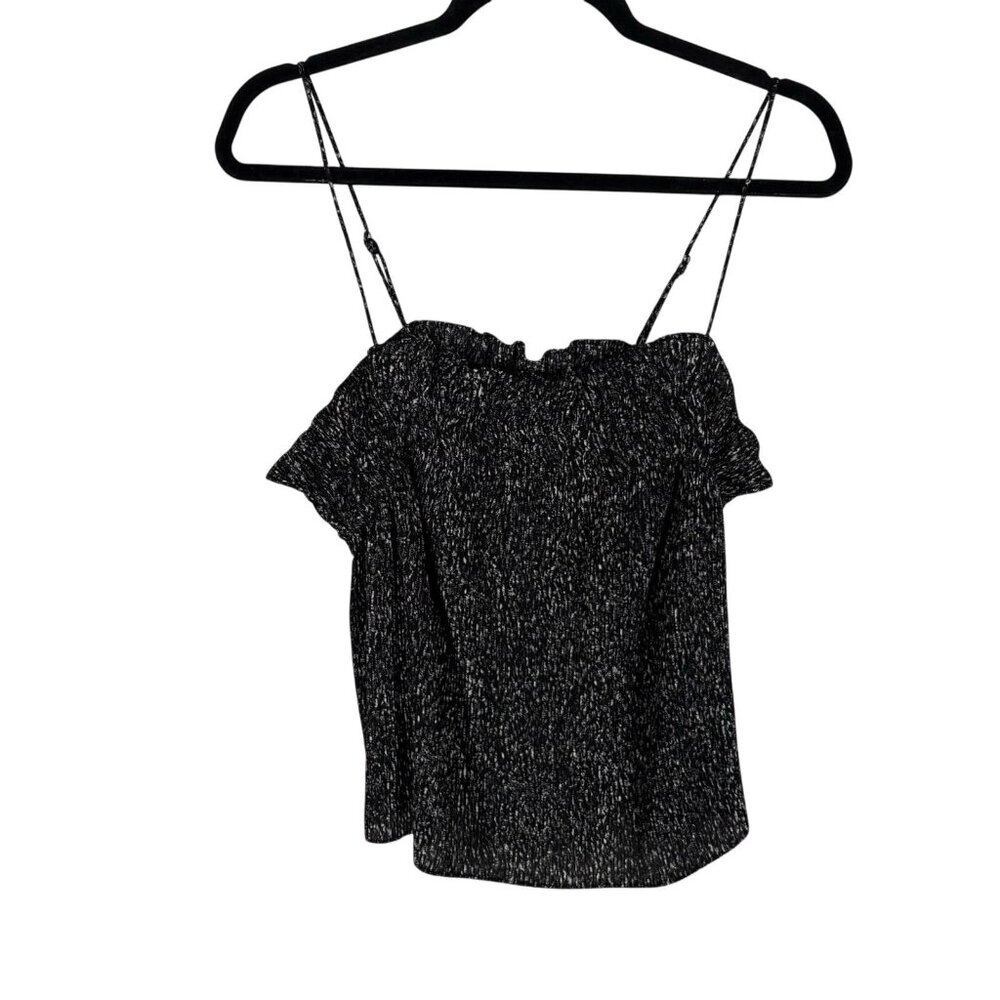 Banana Republic Women SZ M Black & white Spaghetti Strap Smocked Tank Top NWT